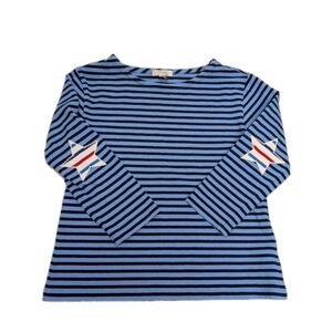 Crewcuts Long Sleeve Striped Shirt Top Star Patch Elbow Girls XS 4-5 Preppy wt1